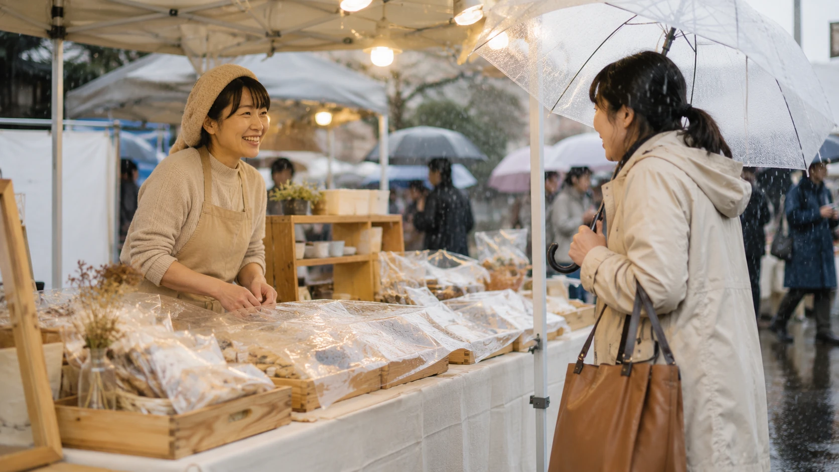 マルシェ出店の雨天対策